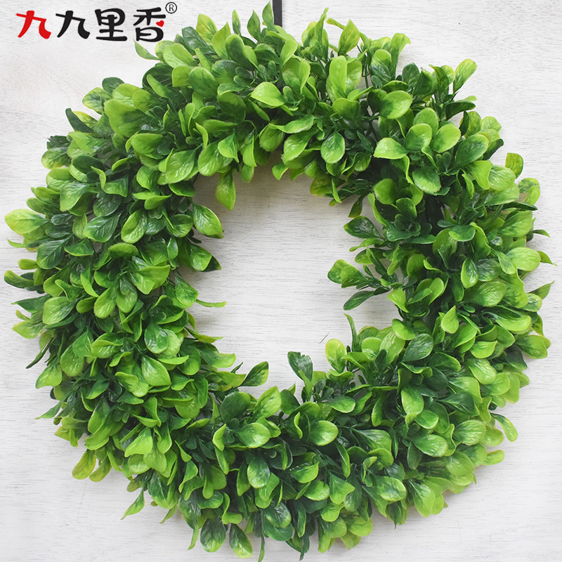 特大仿真花环 门饰黄杨木大号茉莉花环美式装饰婚庆用品挂件门环