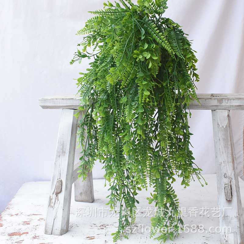仿真草藤条壁挂5叉鱼尾波斯草蕨草壁挂植物墙配材塑料草