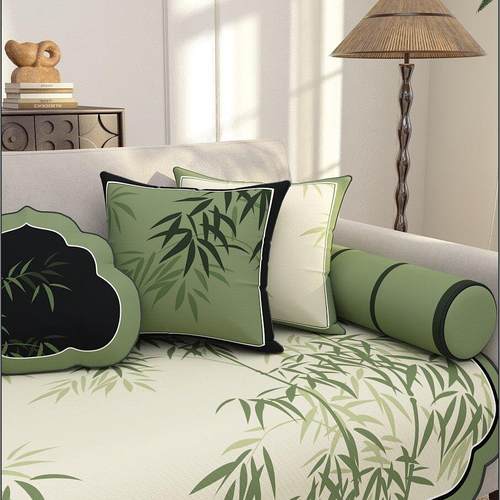 抱枕竹子客厅沙发新中式中国风竹韵绿色国风靠背垫靠垫靠枕腰枕