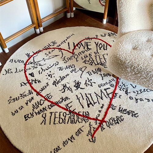 RINOART  一封情书合作款地毯客厅卧室圆形地毯床边垫七夕