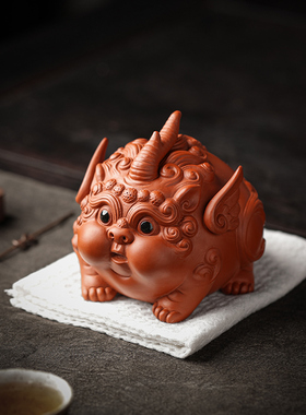 紫砂招财貔貅摆件 创意家居客厅桌面装饰品茶道可养茶桌茶玩茶宠