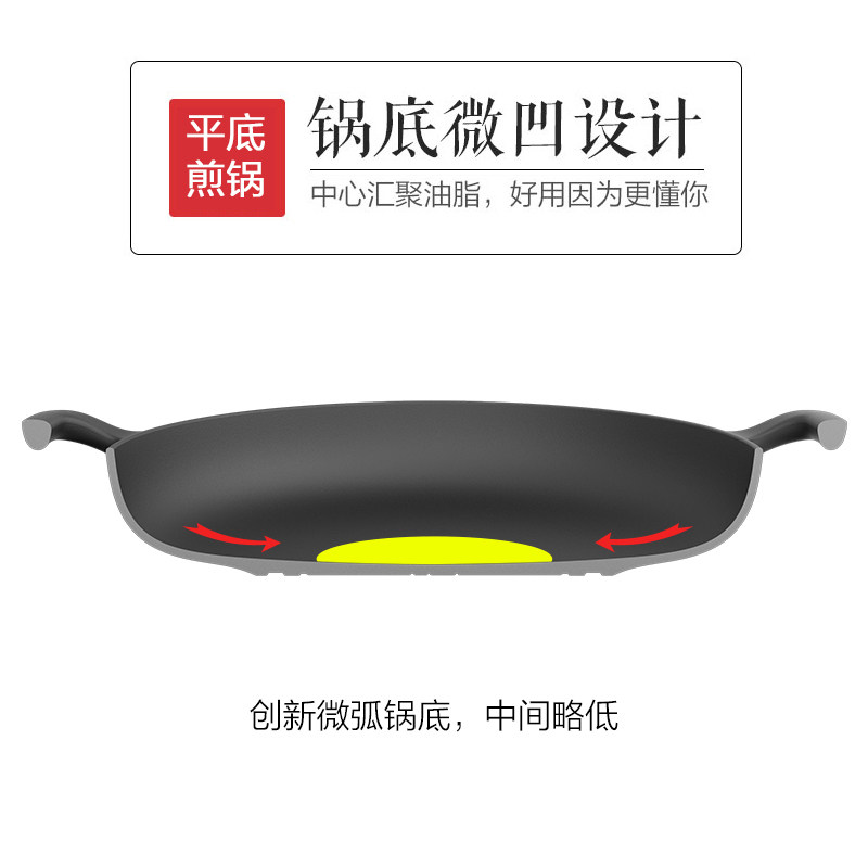 德国金奖 归味 铸铁平底煎锅不易粘30cm烙饼锅生铁饼铛家用无涂层