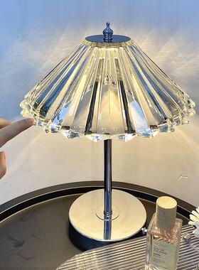 ins网红轻奢少女简约LED水晶装饰台灯创意卧室小众床头氛围小夜灯