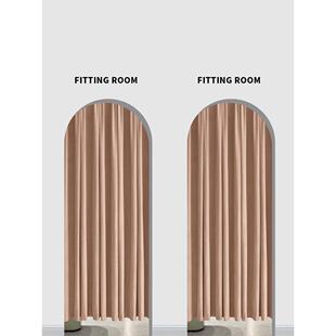 山角粉色少女风服装店试衣间门帘更衣室弯门丝绒门帘无冲孔隔断门