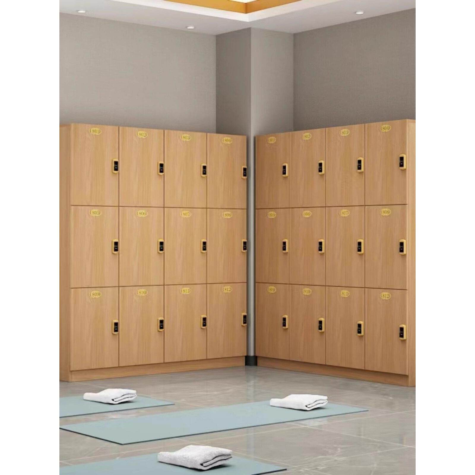 更衣柜健身房木质员工储物柜浴室洗浴中心鞋柜带锁瑜伽美容院柜子