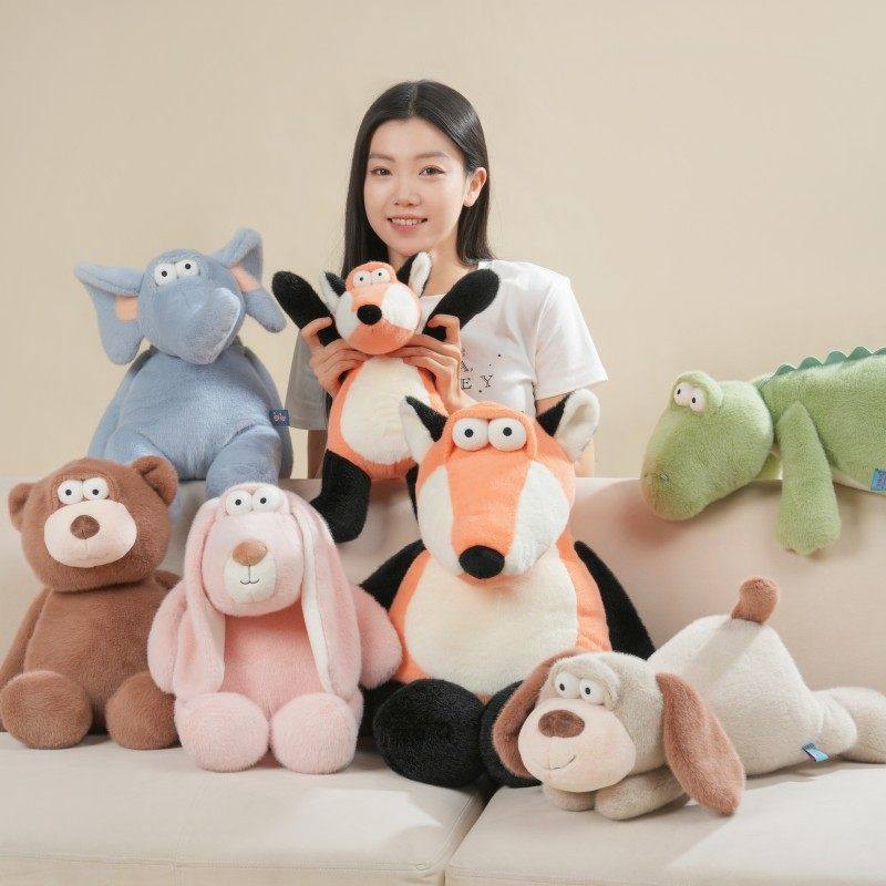 大眼睛动物抱枕毛绒玩具狐狸大象兔子狗熊鳄鱼公仔厂家卡通玩偶