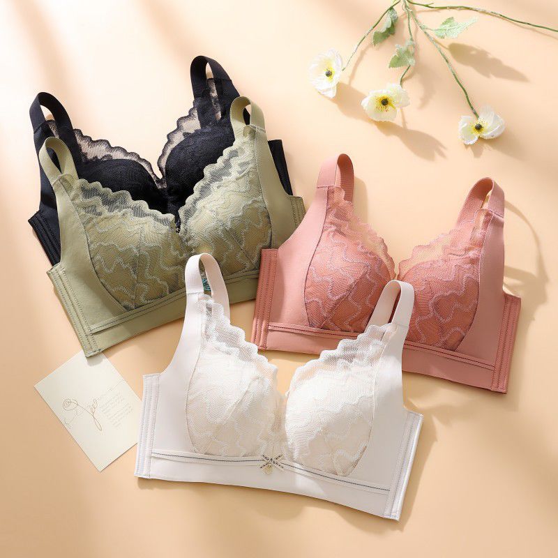 大码薄款蕾丝内衣女大胸显小无痕胸罩收副乳调整型无钢圈聚拢文胸