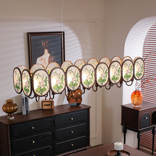 宝兮 餐厅吊灯美式复古珐琅彩灯具新中式宋式美学法式高端吧台灯