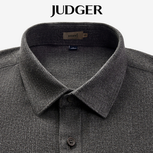 【羊毛莫代尔】庄吉男士长袖衬衫2025秋冬新款保暖复古磨毛衬衣