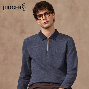 【含羊毛蚕丝】庄吉男士长袖T恤衫翻领2026春新款打底拉链POLO
