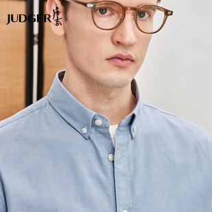 【天丝牛津纺】庄吉男士长袖衬衫2025春季新款正装耐磨翻领棉衬衣