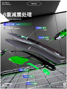 0落差Nuiyo匿羽超薄运动鞋垫TPU支撑PORON羽毛球篮球跑步专用抗扭