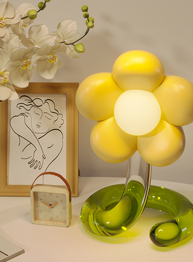 创意网红花朵床头台灯装饰品摆件卧室小I夜灯儿童房氛围感生日礼