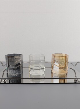 简约创意金属托盘水晶笔筒摆件B办公室玄关书房卧室家居装饰品