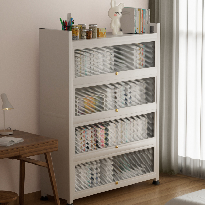书架置物架落地书柜带门防u尘储物柜简易多层收纳架家用靠墙置物