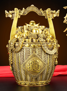 铜一桶金a摆件黄铜金桶桶金客厅门店开业礼品装饰元宝聚宝盆存钱