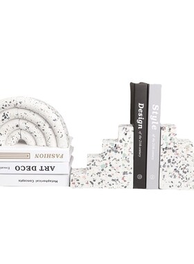 新中式水磨石书挡样板房样品屋展示中心卧室书房L客厅饭厅桌面玄