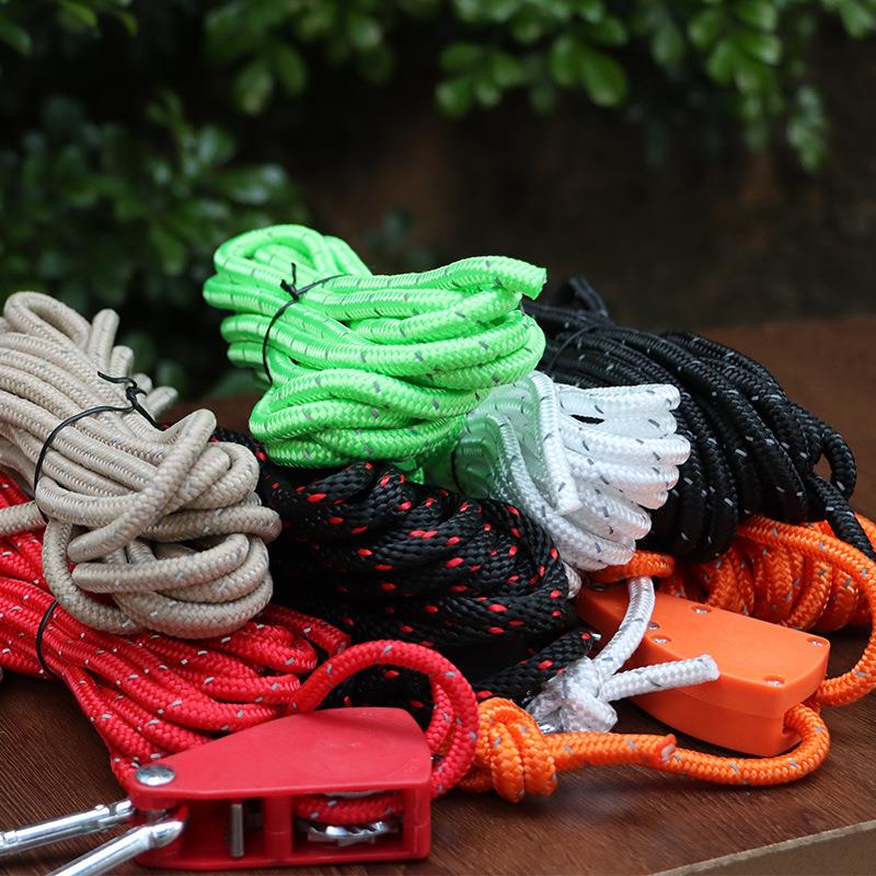 户外滑轮调节器帐篷固定器金属升降反光风绳加粗天幕伞绳5米6mm