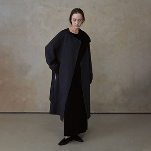 NOEND24AW 宽松显瘦三角巾双面尼羊毛大衣 100羊毛长款