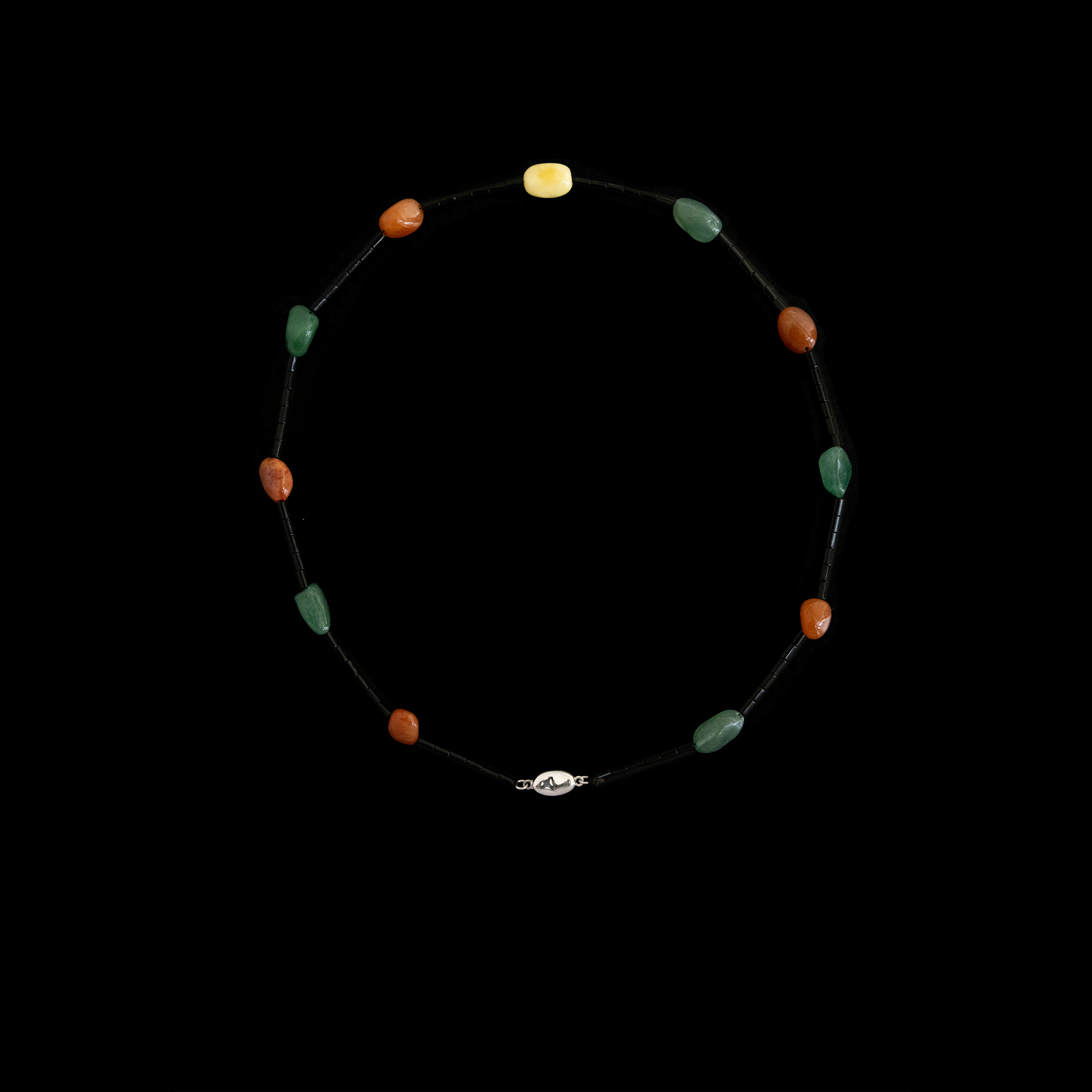 NOEND 25SS 休闲度假风天然石 撞色手工串珠项链