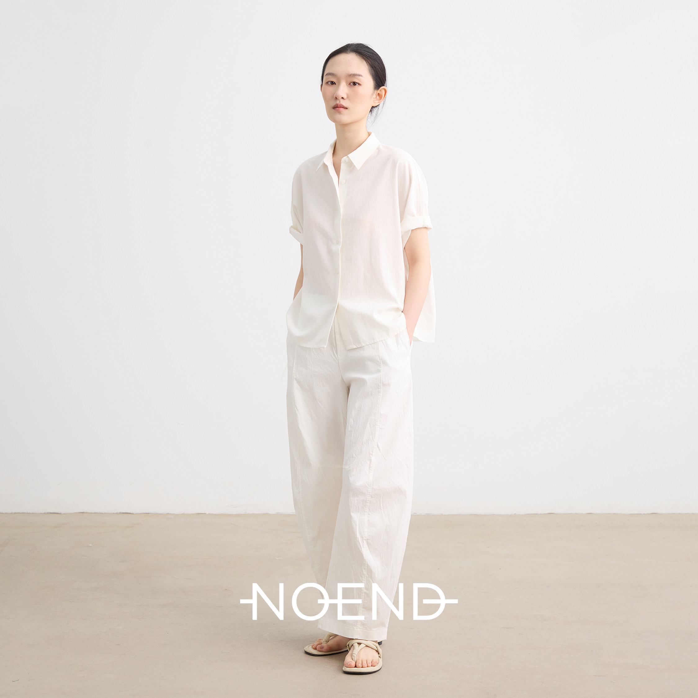 NOEND25SS亚麻短袖衬衫通勤图片
