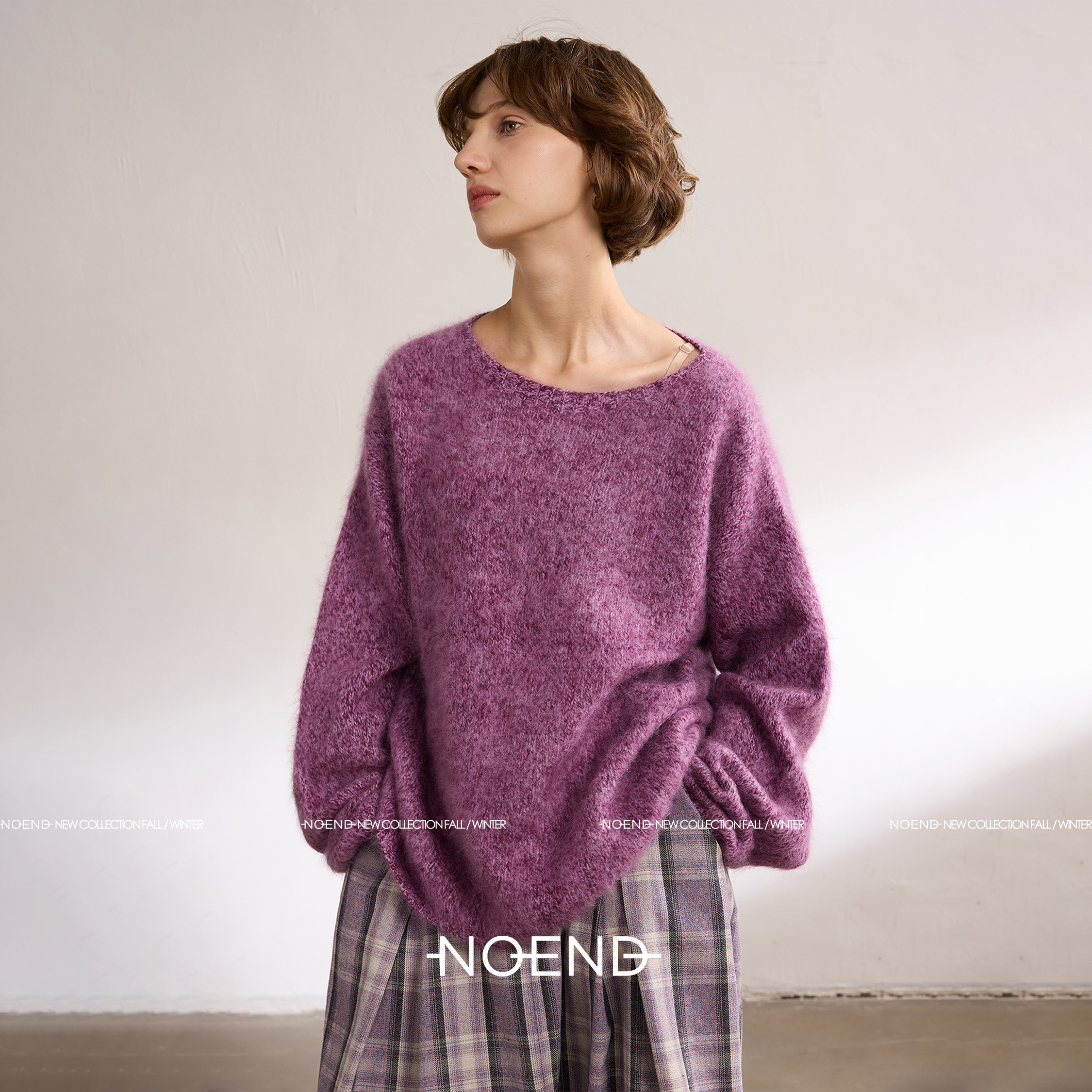 NOEND25AW 【冬日缤纷 定制色】 绵羊毛山羊绒纯色套头针织衫