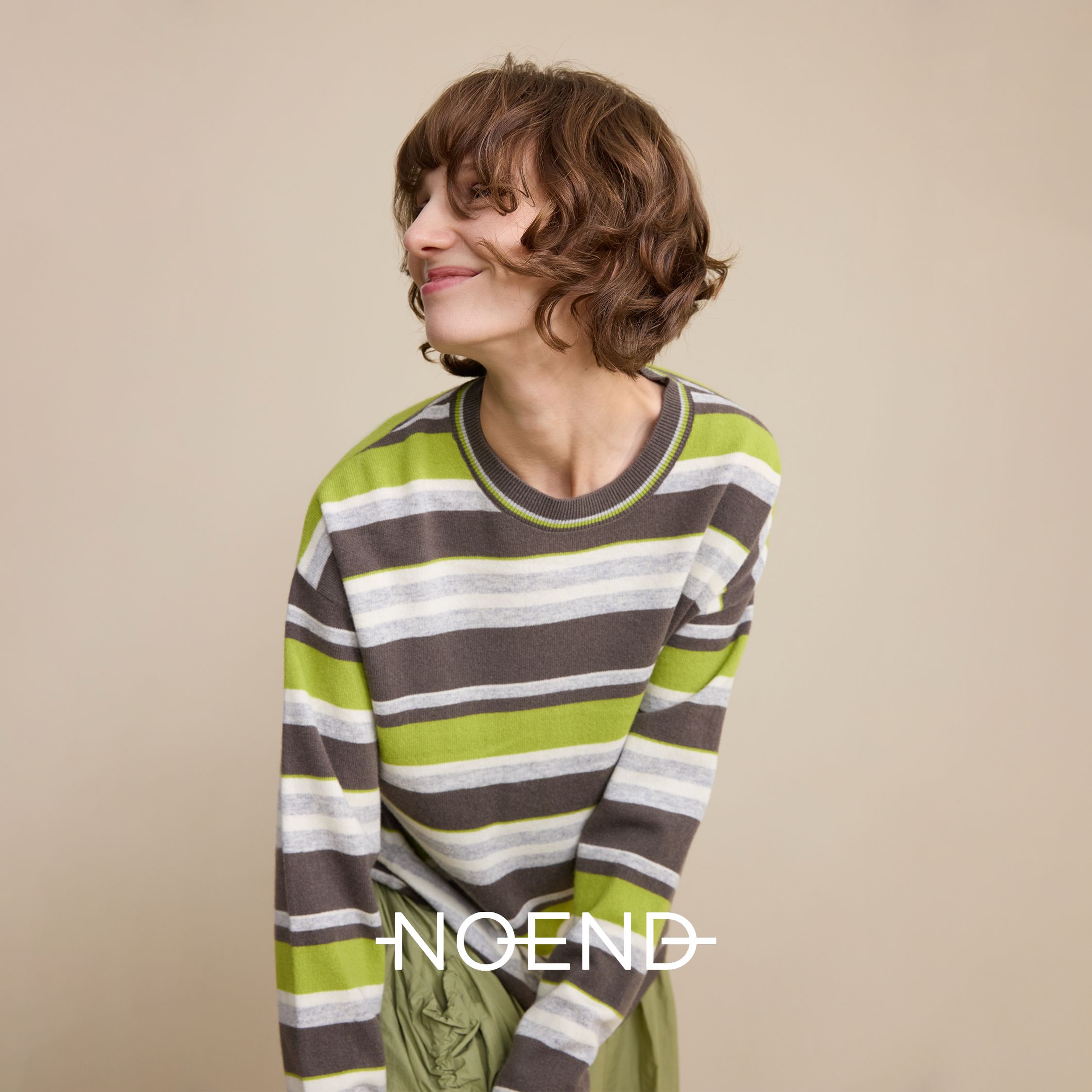 NOEND25AW 绵羊毛复古撞色条纹毛衣 宽松松弛廓形 加厚保暖