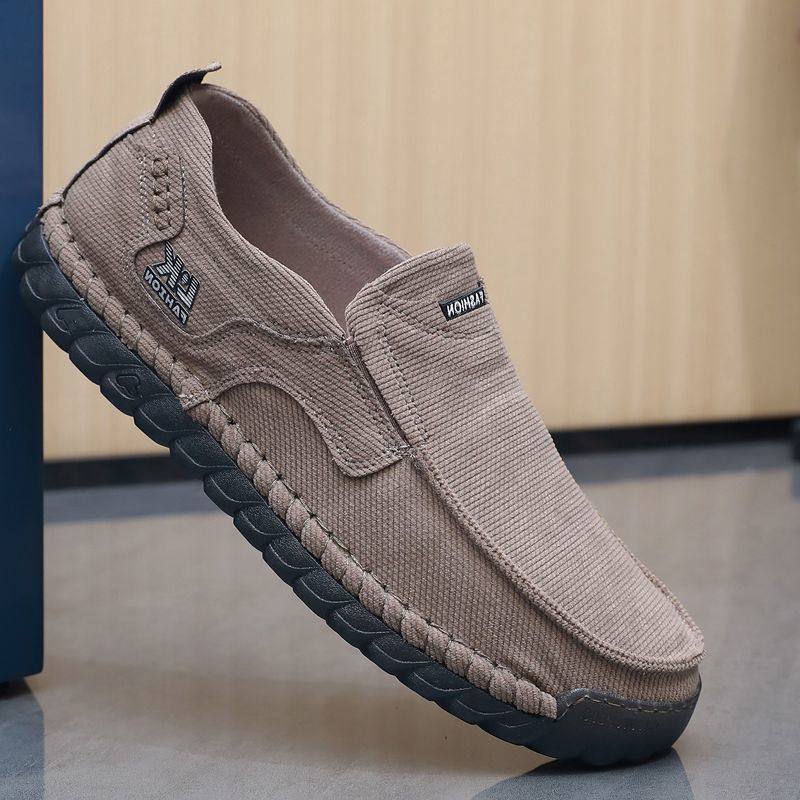 老北京布鞋男鞋春秋款中老年人爸爸鞋牛筋软底防滑一脚蹬休闲单鞋