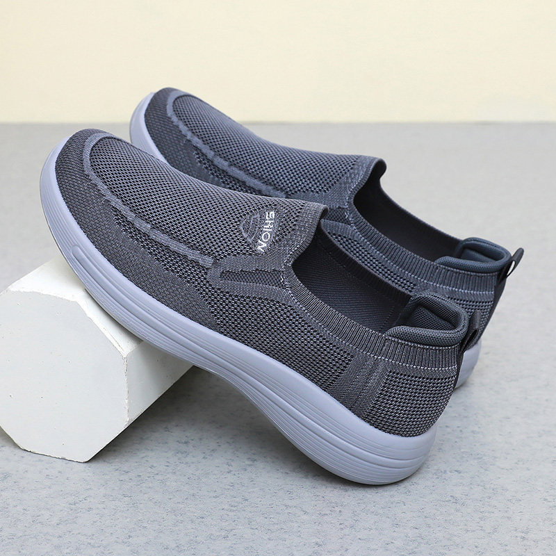 老北京布鞋男鞋运动休闲中老年爸爸健步鞋飞织透气轻便防滑跑步鞋