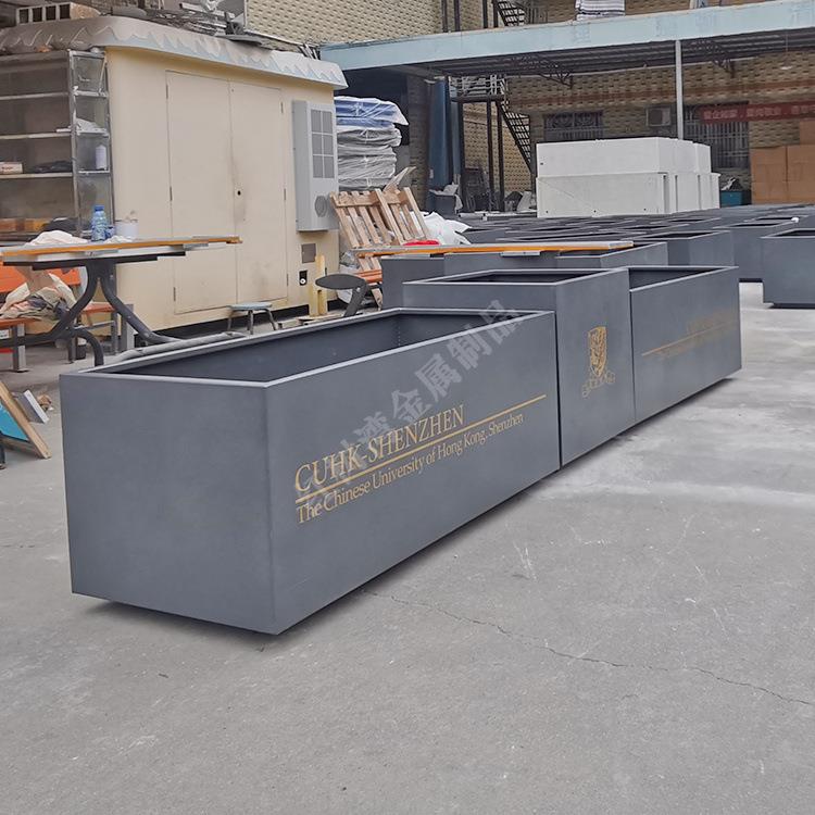 户外组合式不锈钢花箱烤漆灰色金属花盆容器广场镀锌板铁皮花槽