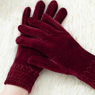 加绒春秋冬季手套保暖秋冬薄款防寒户外广场舞蹈骑行电动车开车T