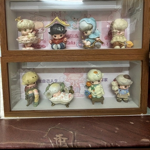 dimoo如果今天星期八盲盒收纳盒防尘玻璃抽拉造景展示盒示柜相框