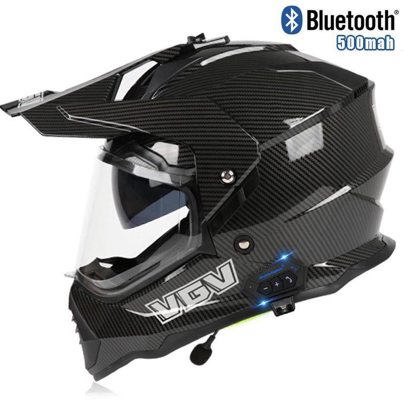 新国标3C认证越野盔拉力盔双镜片DOT摩托车男女机车蓝牙全盔