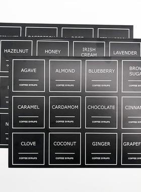 2.5inch咖啡糖浆调味标签36贴 防水可擦写厨房不干胶标签贴纸