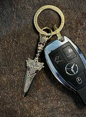 玄刃小剑青炙原创复古剑吊坠银纯链挂坠QEY铜项汽车型钥匙扣挂件