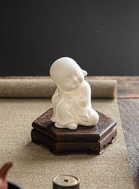 久造德化瓷四不小和尚摆件白禅意沙弥人物面桌装摆设茶JZ-YHX20室