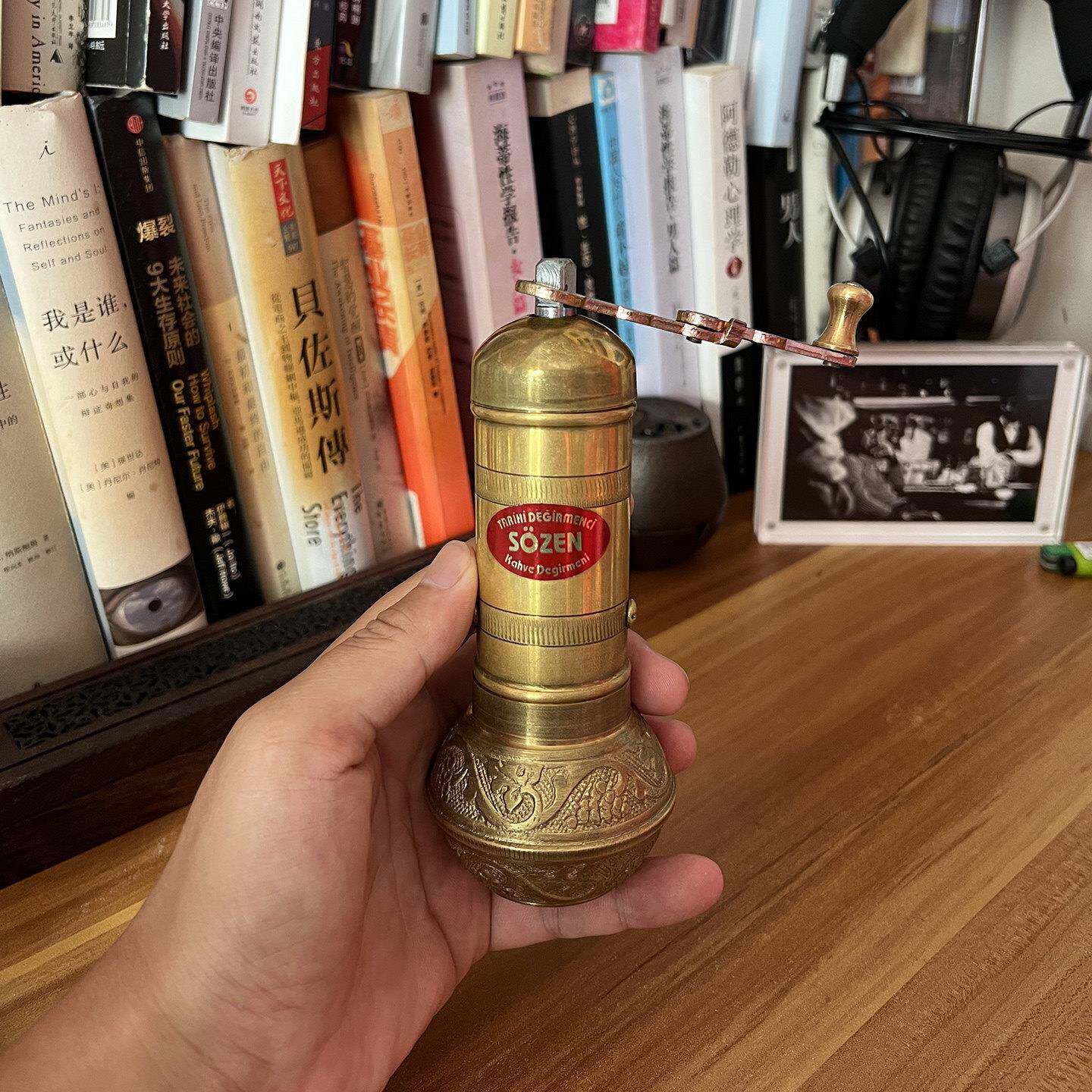 土风其 进耳口Sozen手动咖啡研磨器黄铜色宫廷土耳其手高硬磨芯磨