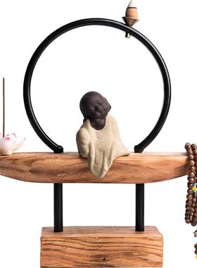 陶迷实木倒流香水创意家居摆新中式禅意风饰品客玄关厅件招禅语倒