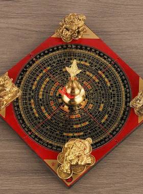 五摆行八聚财SMQ阵五宝阵铜金蟾貔貅麒龙麟龟葫芦木质方罗盘卦件