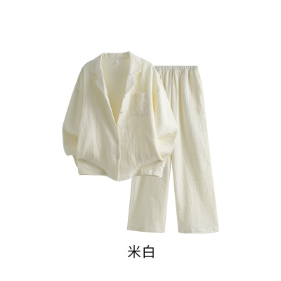 【一抹微蓝】简约双层纱翻领女套J1000