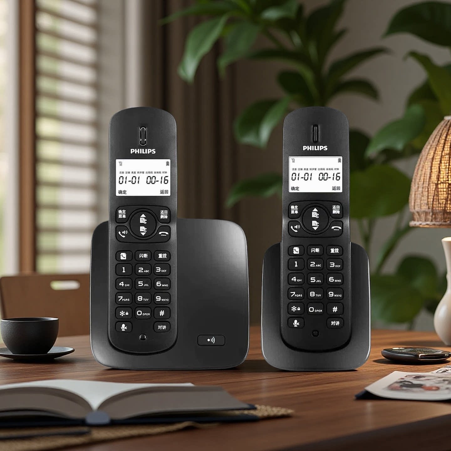 飞利浦无绳电话机家用无线子母机固定电话座机办公远距离一拖一二