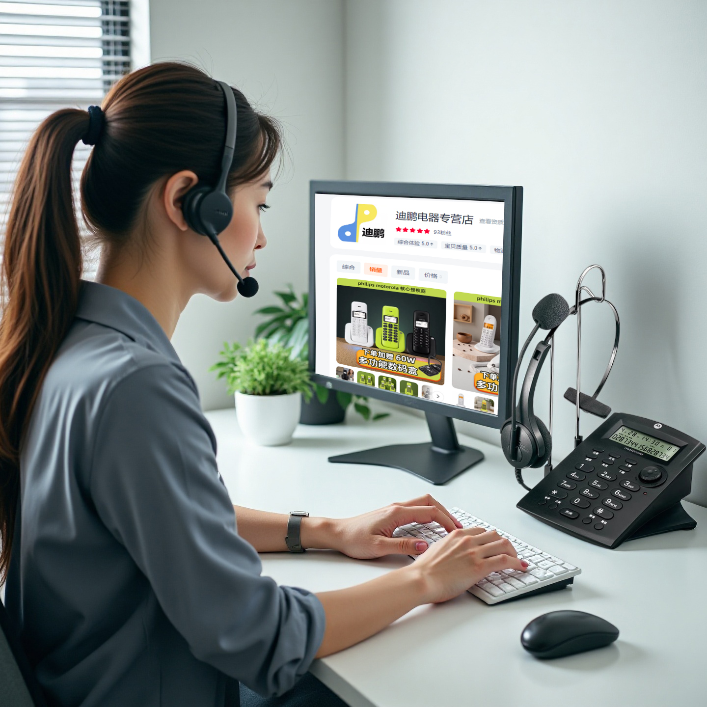 摩托罗拉话务员专用耳机电话客服中心客服耳麦电话座机2025款外呼
