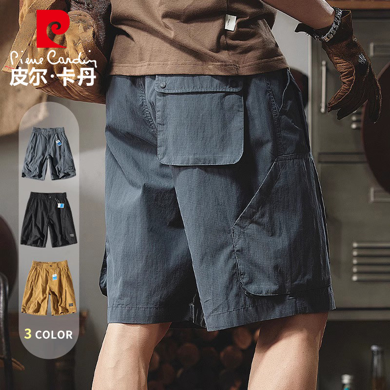 皮尔卡丹夏季美式工装短裤男士宽松机能潮牌休闲中裤多口袋五分裤