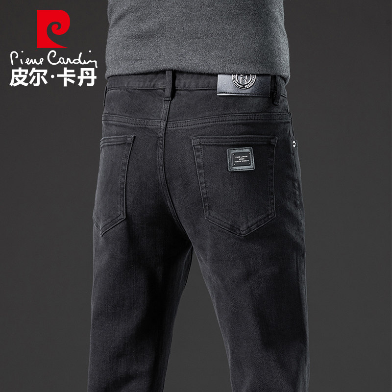 皮尔卡丹2025秋冬新款黑色牛仔裤男士加绒直筒弹力商务休闲长裤子,男装,牛仔裤,淘宝优惠券,粉丝福利购,淘宝优惠卷