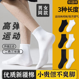 新疆棉袜子男女同款秋冬四季吸汗防臭中长筒运动篮球纯色棉短袜