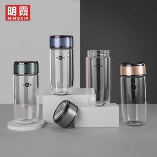 明霞单层玻璃杯男商务礼品杯子定制透明家用水杯高硼硅鹅蛋杯