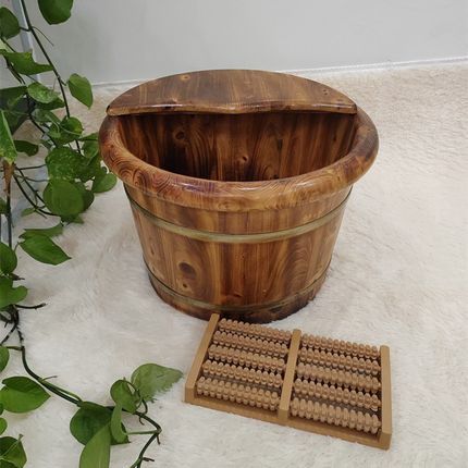泡脚桶木桶家用足浴盆实木洗脚桶保温泡脚L桶木质养生按摩洗脚木