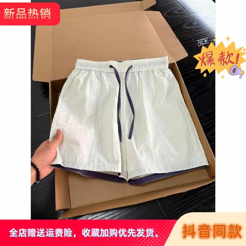 嘉画服饰美式撞色速干短裤男款夏季透气宽松四分裤运动沙滩五分裤