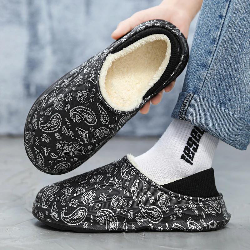 蕉纤上海初纤男鞋专卖秋冬C季棉拖鞋男款防滑包G跟拖鞋加绒男士棉