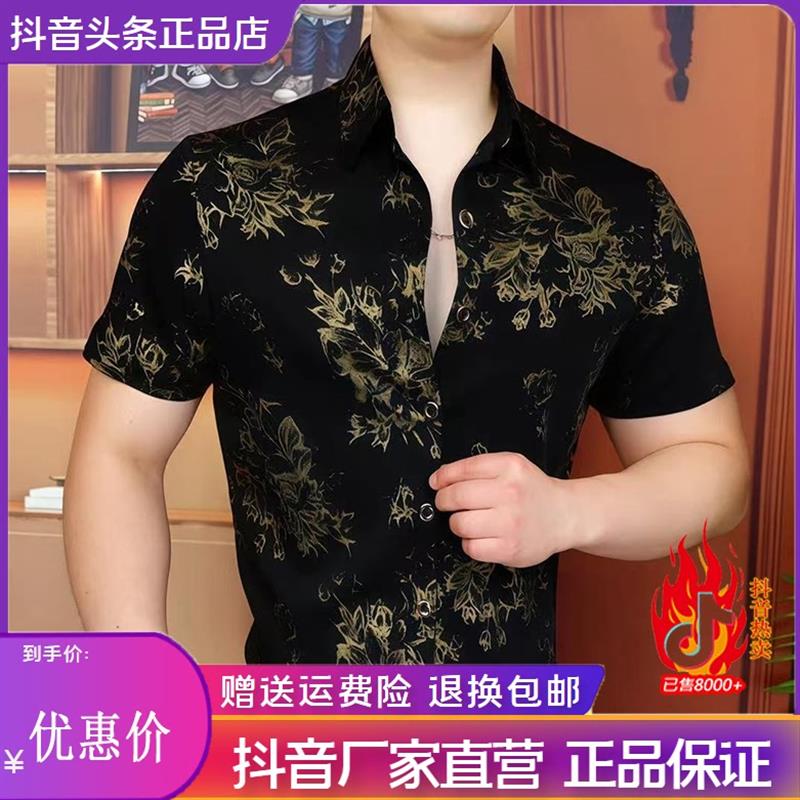 特琪轻奢服饰Amphelisia夏季欧货轻奢衬衫休闲百搭个性男修身商务